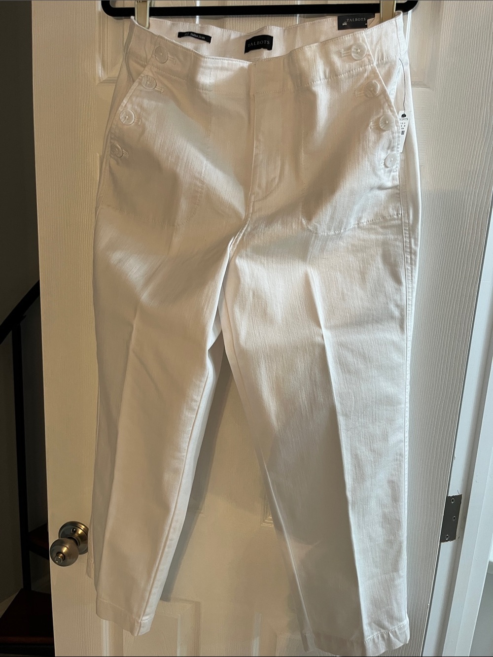 Talbots White High Waist Sailor Jean Straight Leg, Crop Length